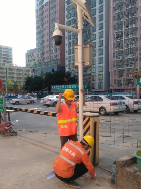4G无线可拆卸可移动式太阳能监控立杆安装施工过程