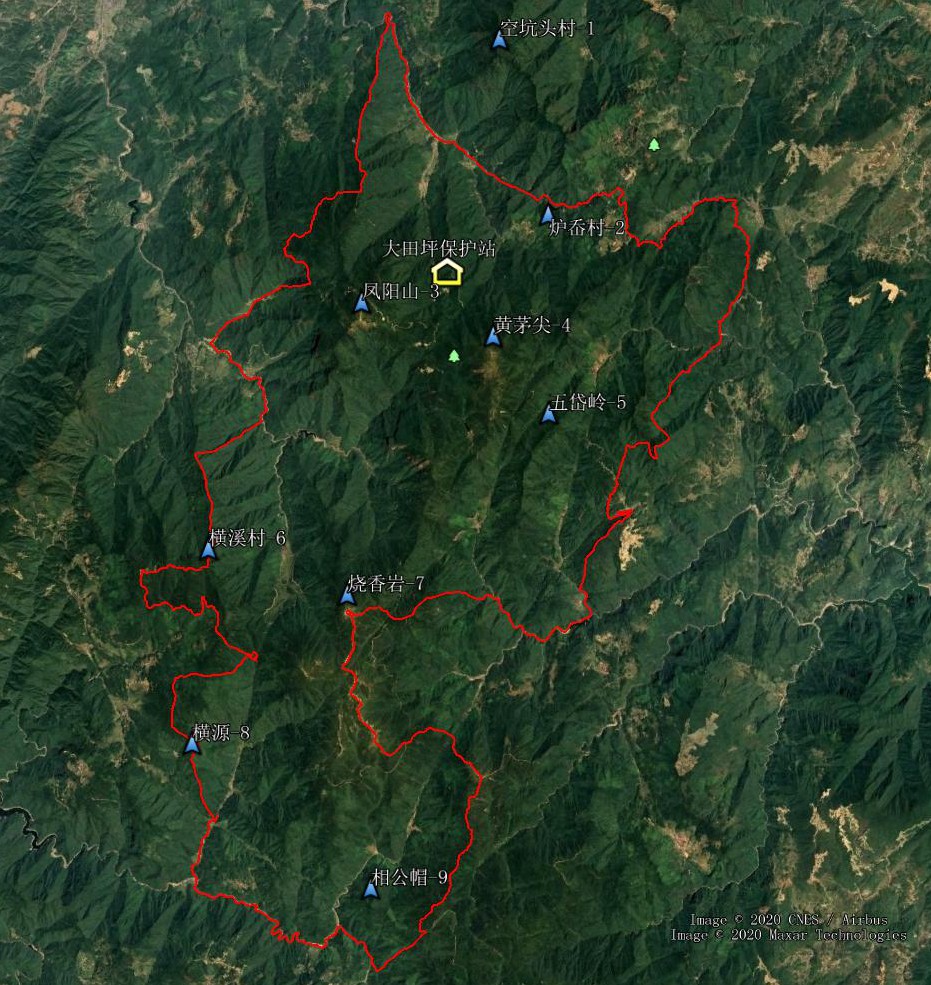 凤阳山国家级自然保护区平面布局